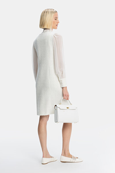ECRU LONG SLEEVE ABOVE THE KNEE DRESS 3