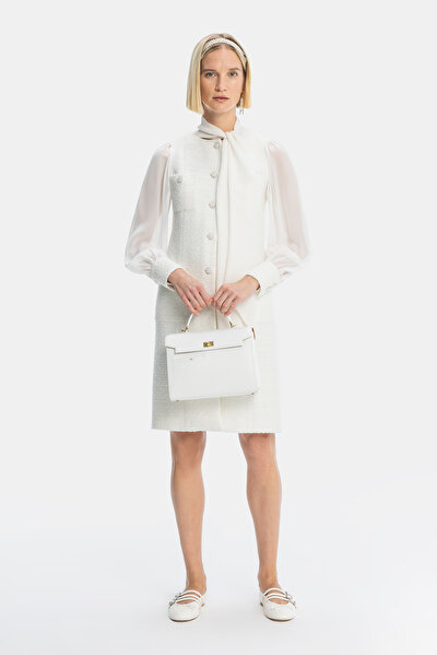 ECRU LONG SLEEVE ABOVE THE KNEE DRESS 5