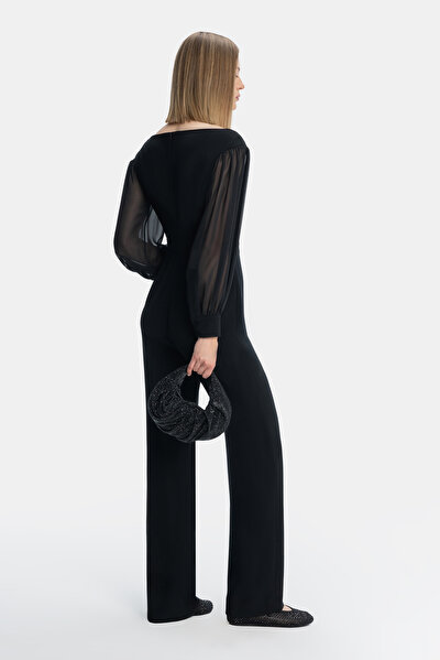 BLACK BOAT NECK LONG SLEEVE JUMPSUIT 3