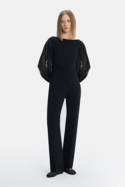 BLACK BOAT NECK LONG SLEEVE JUMPSUIT 5