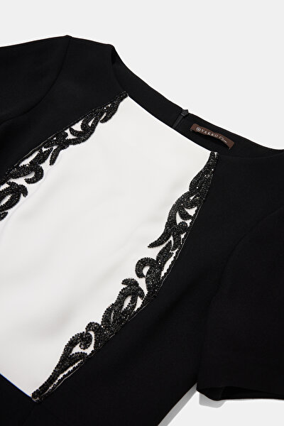 ECRU SHORT SLEEVE BELOW THE KNEE DRESS 8