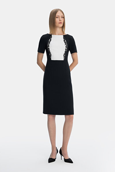 ECRU SHORT SLEEVE BELOW THE KNEE DRESS 5
