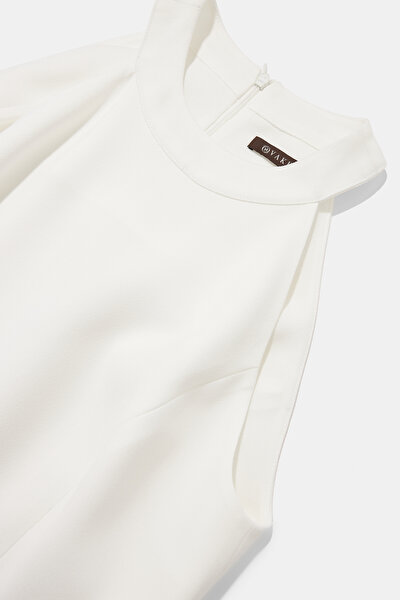 ECRU BASIC / ROUND NECKLINE LONG SLEEVE JUMPSUIT 5