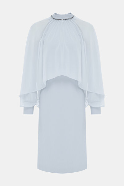 LIGHT GREY LONG SLEEVE BELOW THE KNEE DRESS 8