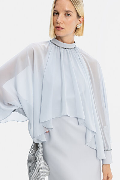 LIGHT GREY LONG SLEEVE BELOW THE KNEE DRESS 4
