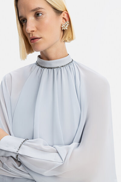 LIGHT GREY LONG SLEEVE BELOW THE KNEE DRESS 5