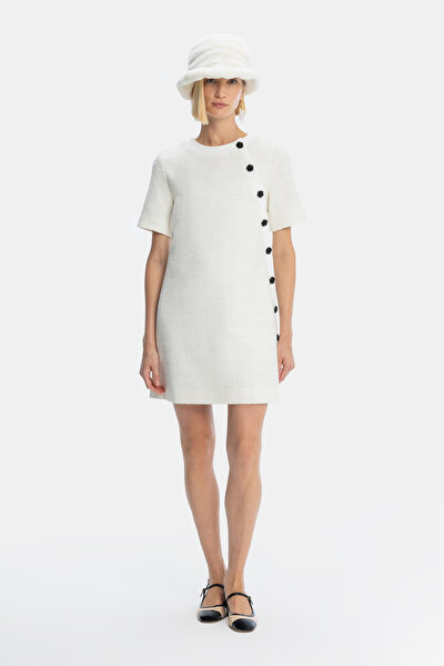 ECRU SHORT SLEEVE ABOVE THE KNEE DRESS 5