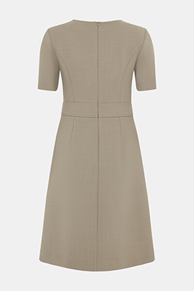 BEIGE SHORT SLEEVE ABOVE THE KNEE DRESS 8