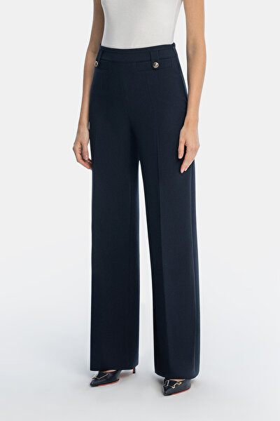 NAVY BLUE WIDE LEG TROUSERS 3