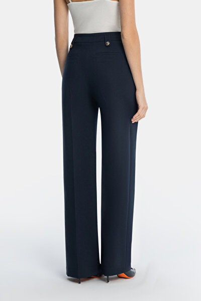 NAVY BLUE WIDE LEG TROUSERS 4