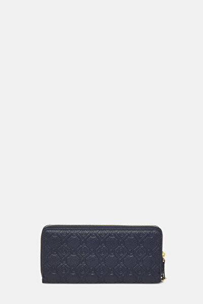NAVY BLUE MONOGRAM LEATHER WALLET 3