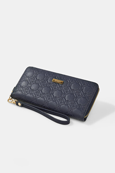 NAVY BLUE MONOGRAM LEATHER WALLET 4