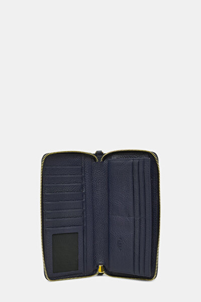 NAVY BLUE MONOGRAM LEATHER WALLET 5