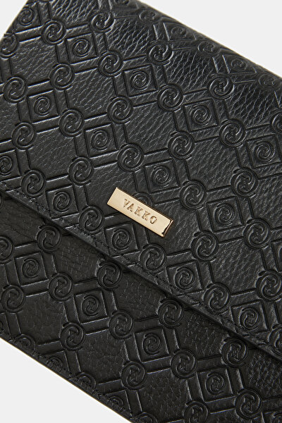 BLACK MONOGRAM LEATHER BAG 5
