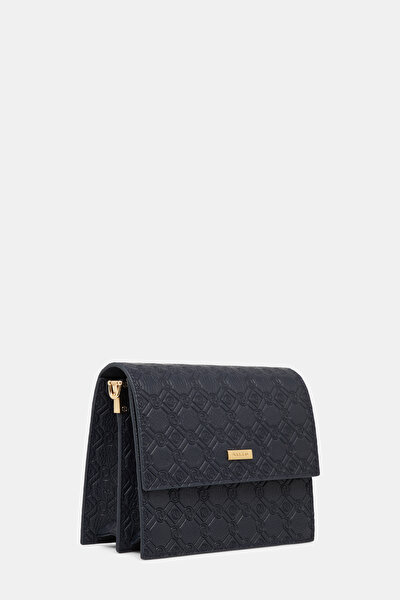 NAVY BLUE MONOGRAM LEATHER BAG 3