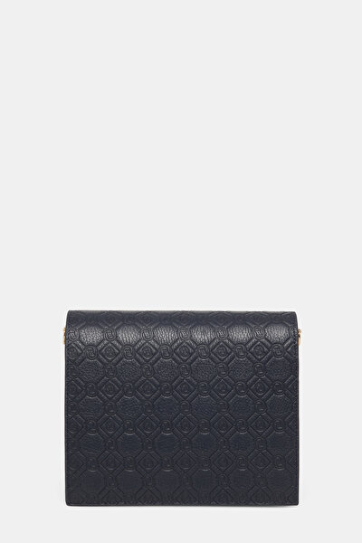 NAVY BLUE MONOGRAM LEATHER BAG 4