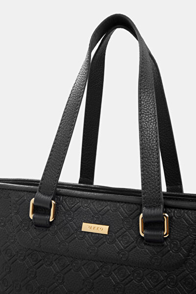 BLACK MONOGRAM LEATHER BAG 5