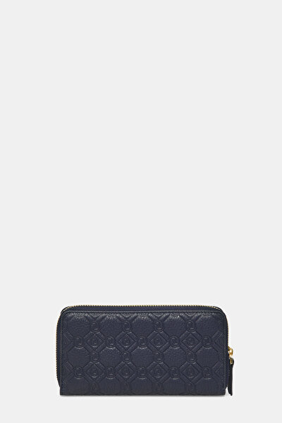 NAVY BLUE MONOGRAM LEATHER WALLET 3