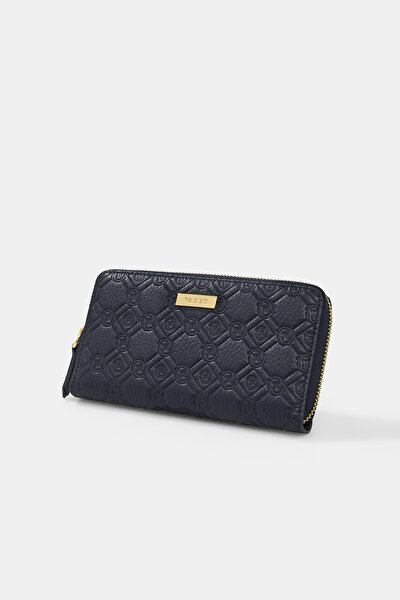NAVY BLUE MONOGRAM LEATHER WALLET 4