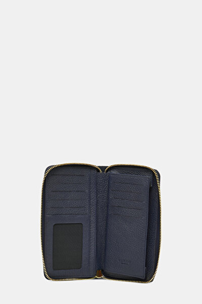 NAVY BLUE MONOGRAM LEATHER WALLET 5
