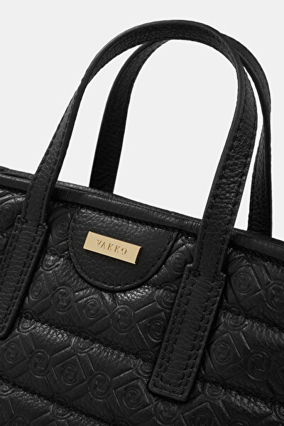BLACK MONOGRAM LEATHER BAG 5
