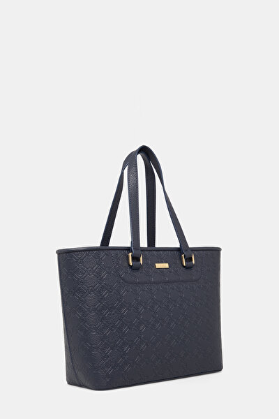 NAVY BLUE MONOGRAM LEATHER BAG 3