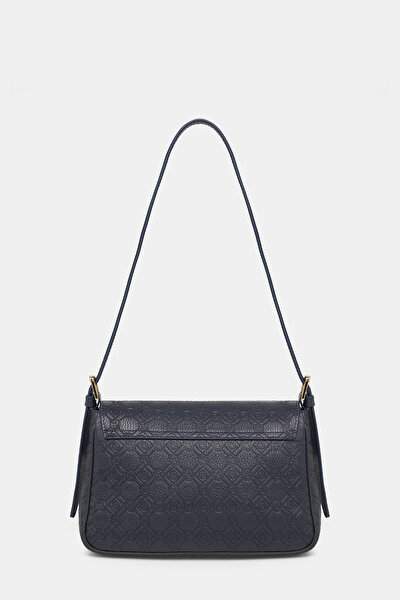 NAVY BLUE MONOGRAM LEATHER BAG 3
