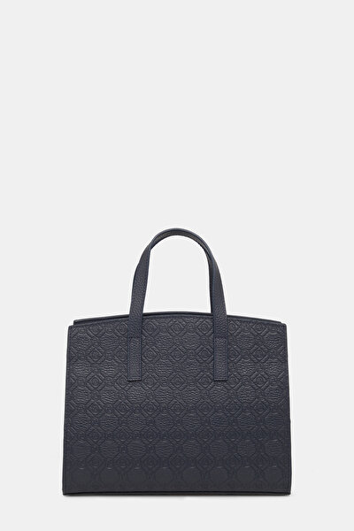 NAVY BLUE MONOGRAM LEATHER BAG 4