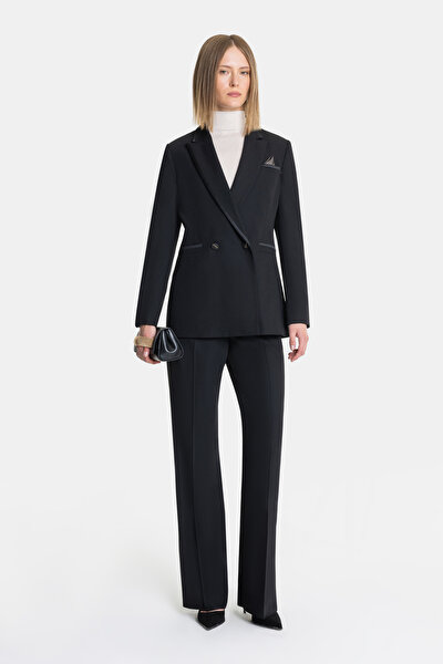BLACK SURPLICE NECKLINE (CROSS-OVER NECKLINE) JACKET 4
