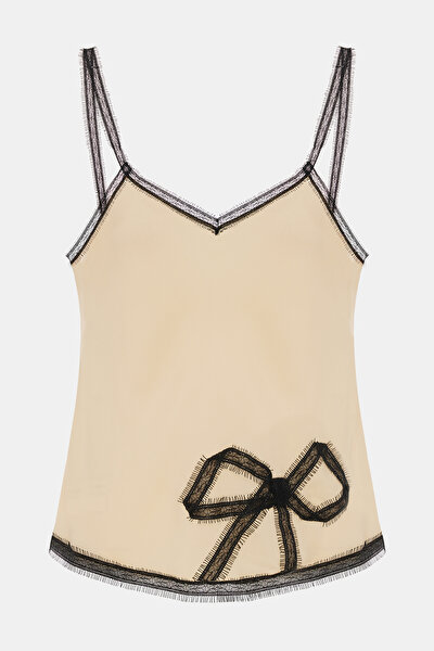 CREAM SLEEVELESS SUSPENDER BLOUSE 3