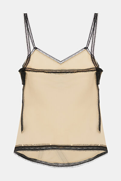CREAM SLEEVELESS SUSPENDER BLOUSE 4