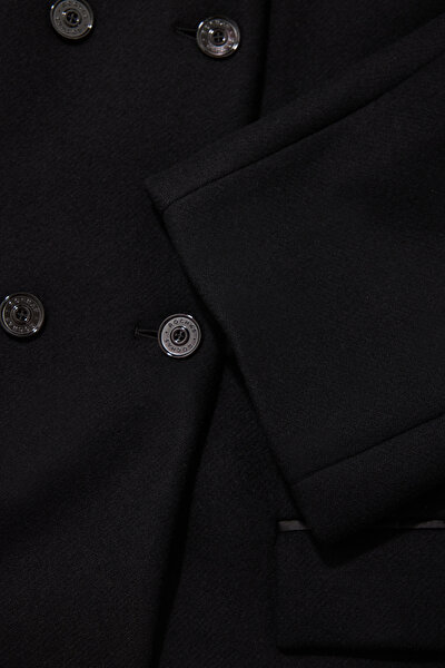 BLACK WOOL REEFER JACKET 4