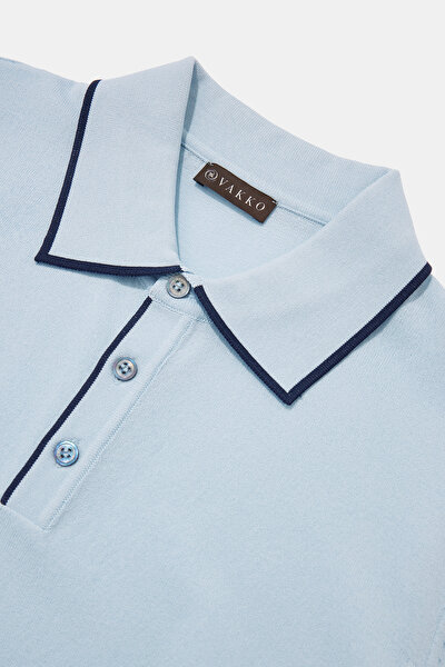 LIGHT BLUE POLO NECK SHORT SLEEVE TSHIRT 3