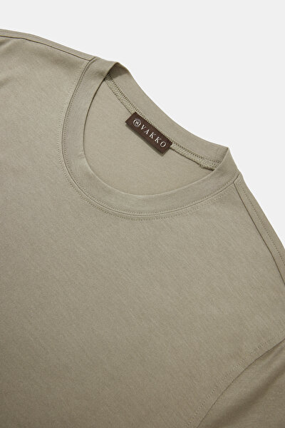 DARK BEIGE BASIC / ROUND NECKLINE SHORT SLEEVE TSHIRT 3