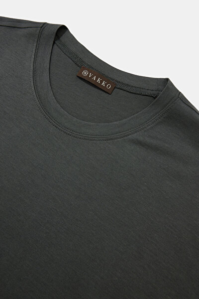 KHAKI BASIC / ROUND NECKLINE SHORT SLEEVE TSHIRT 3