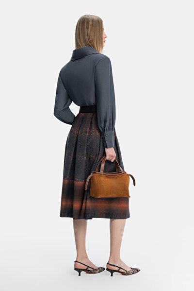 DARK BROWN LONG SLEEVE MIDI DRESS 3