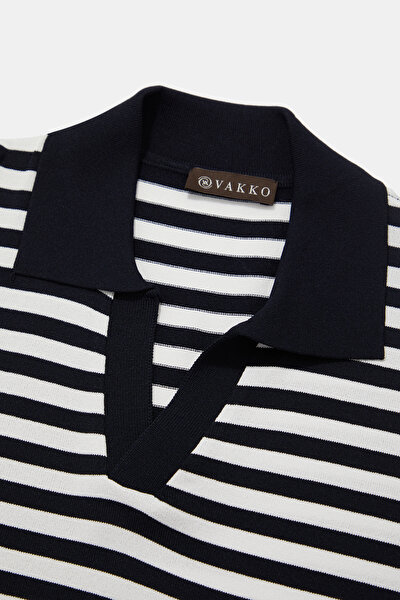 NAVY BLUE POLO NECK SHORT SLEEVE TSHIRT 3