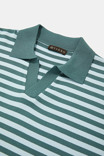 OIL GREEN POLO NECK SHORT SLEEVE TSHIRT 3