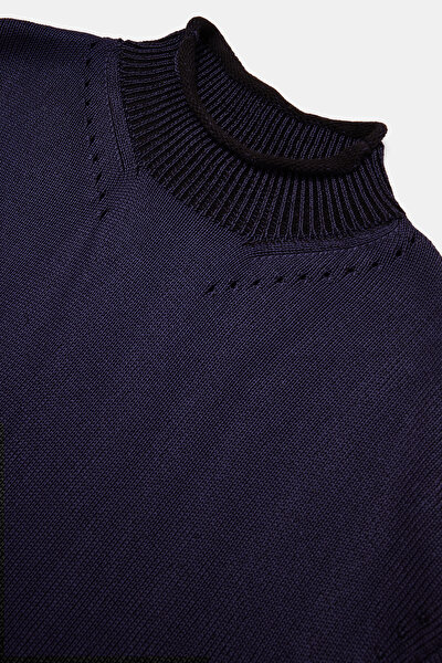 NAVY BLUE VISCOSE JERSEY 3