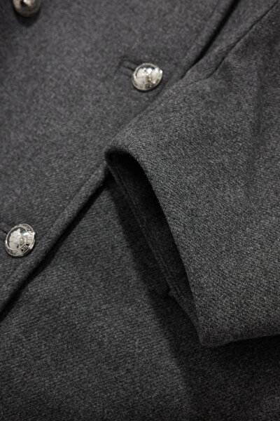 GREY WOOL REEFER JACKET 4