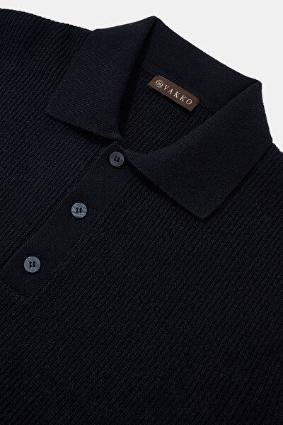 NAVY BLUE POLO NECK TRICOT 3