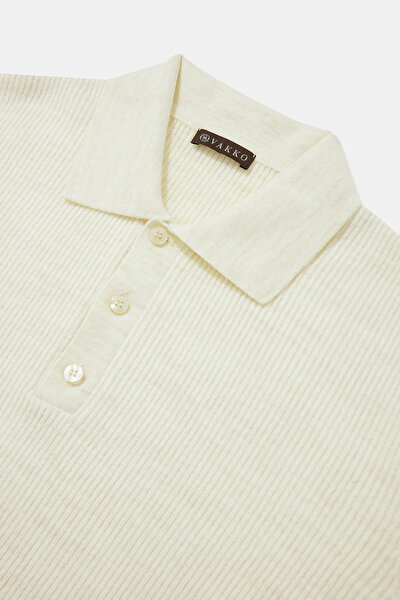 ECRU POLO NECK TRICOT 3