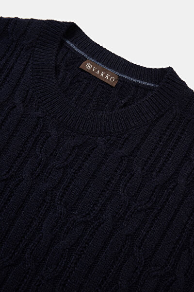 NAVY BLUE BASIC / ROUND NECKLINE TRICOT 3