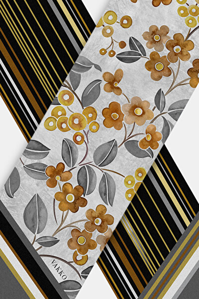 BLACK FLORAL PATTERN TWILL FOULARD 3
