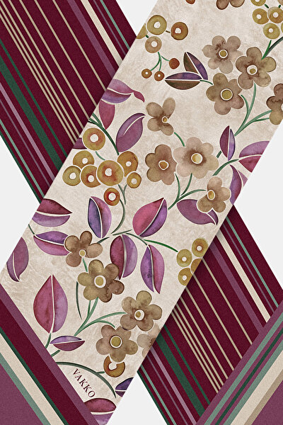 MAROON FLORAL PATTERN TWILL FOULARD 3