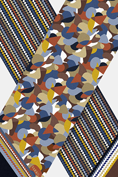 GEOMETRİK DESENLİ TWILL İPEK FULAR 3