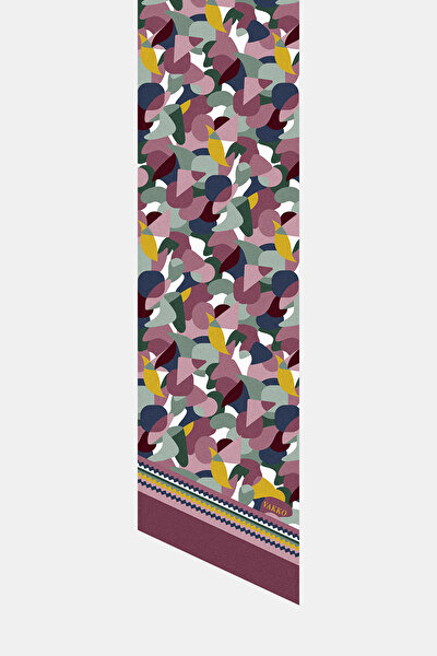 GEOMETRİK DESENLİ TWILL İPEK FULAR 4