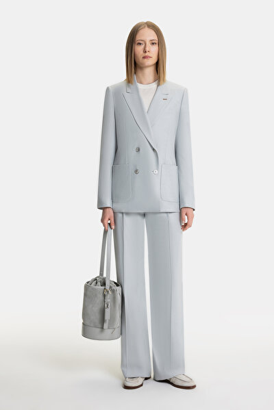 LIGHT GREY SURPLICE NECKLINE (CROSS-OVER NECKLINE) JACKET 4
