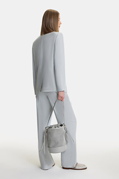 LIGHT GREY SURPLICE NECKLINE (CROSS-OVER NECKLINE) JACKET 5