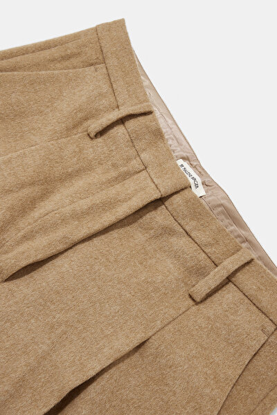 BEIGE STRAIGHT CUT WOOL TROUSERS 3